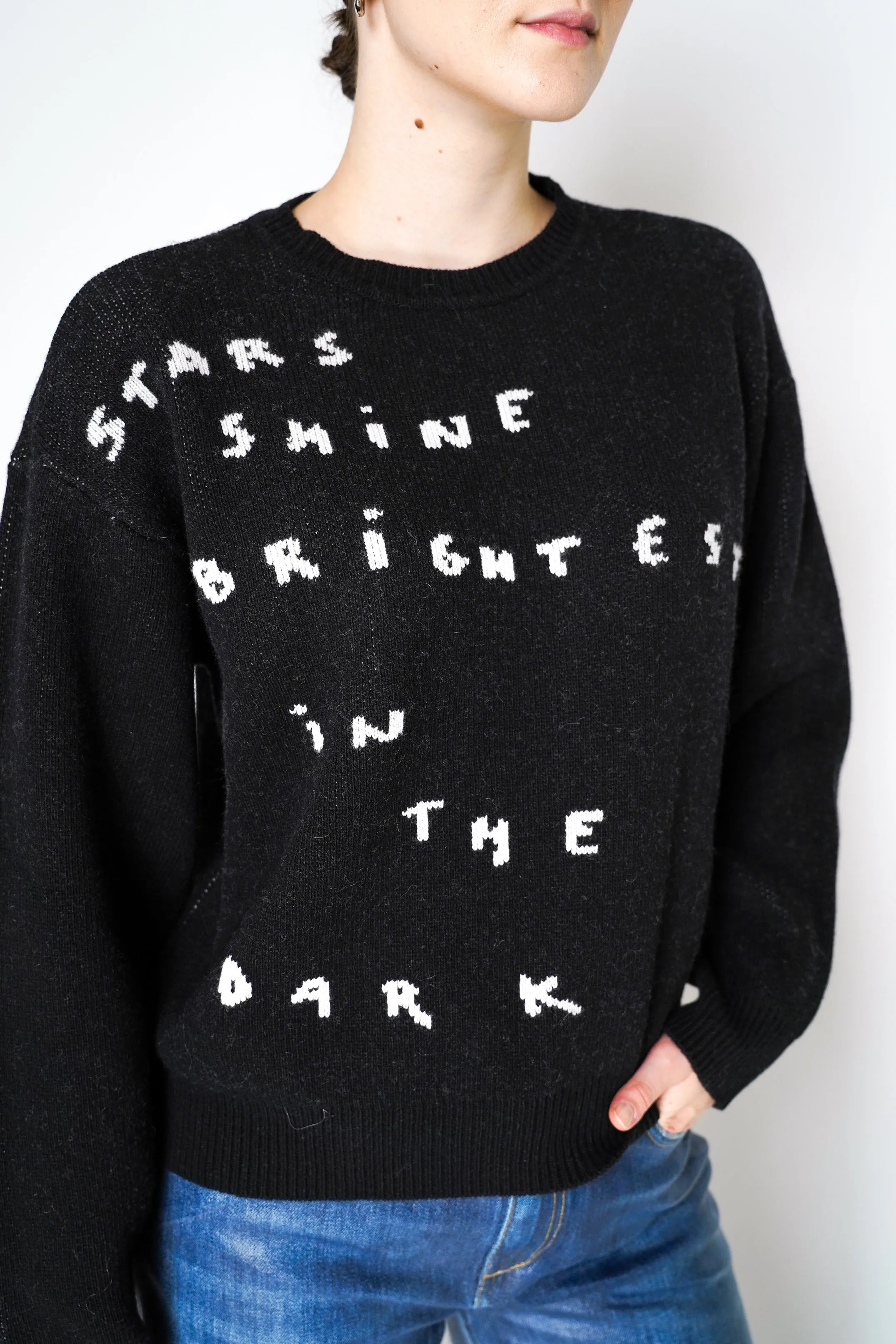Moschino Jeans Cashmere Blend Knitted Pullover in Stars Shine Graphic Print
