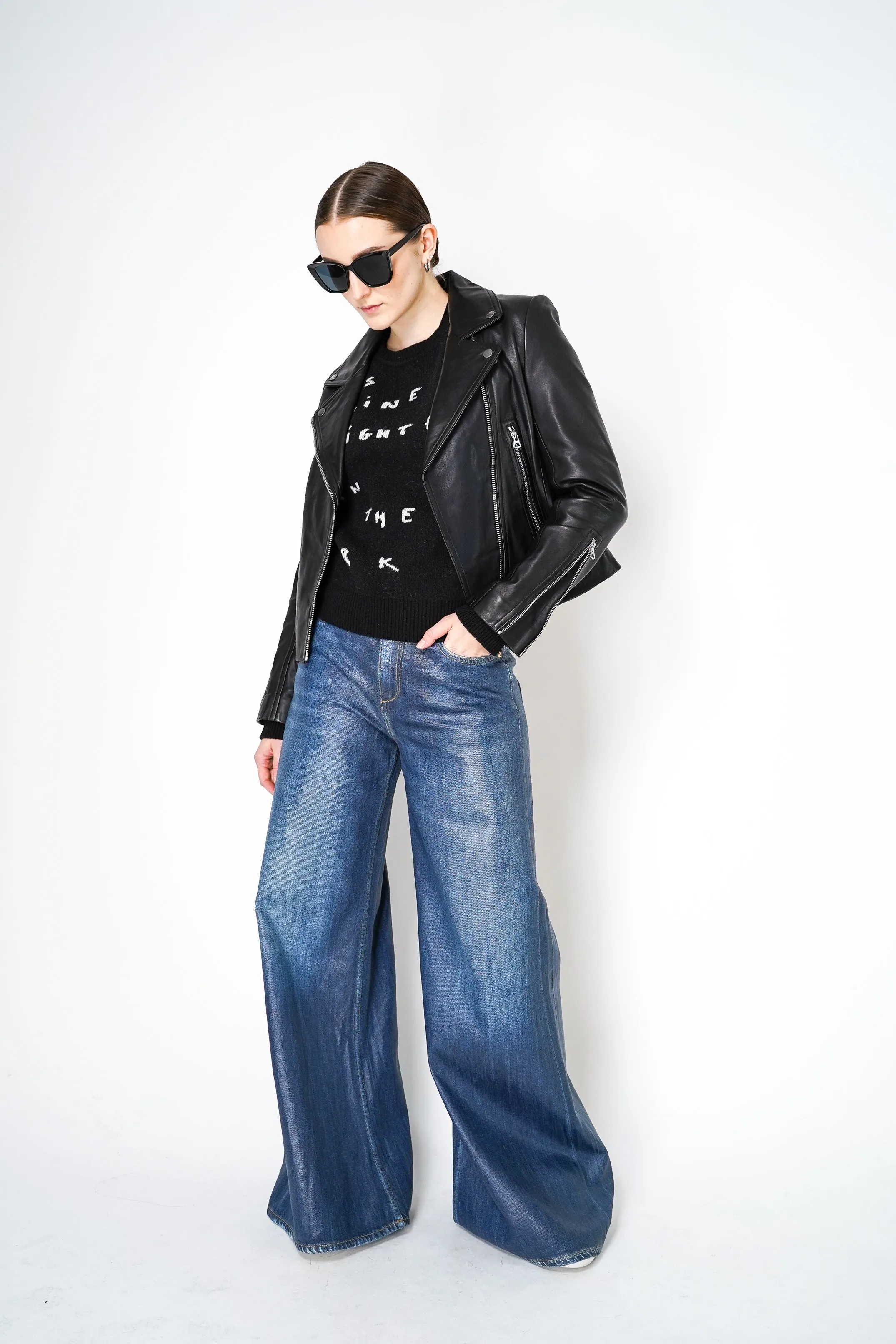 Moschino Jeans Cashmere Blend Knitted Pullover in Stars Shine Graphic Print