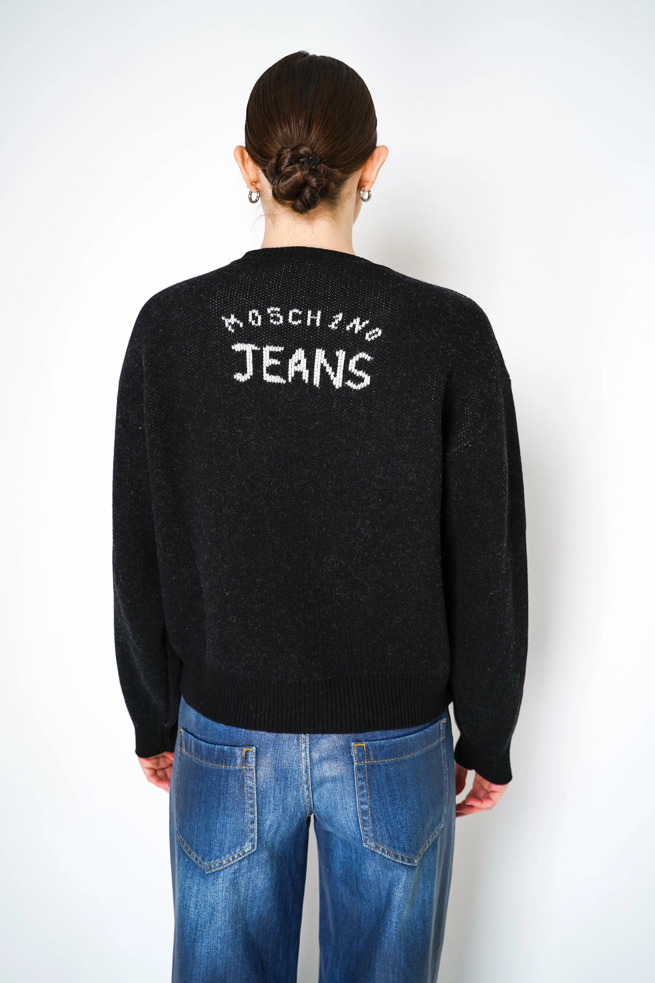 Moschino Jeans Cashmere Blend Knitted Pullover in Stars Shine Graphic Print