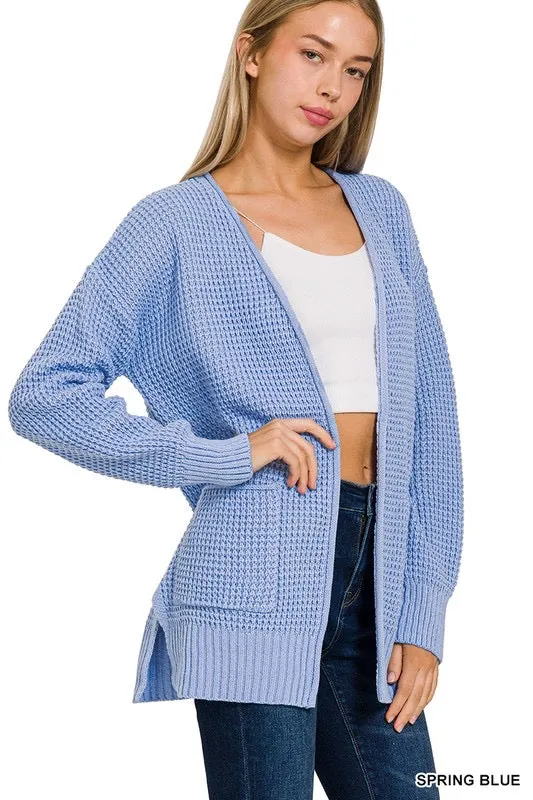 Open Waffle Knit Cardigan