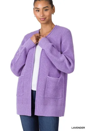 Open Waffle Knit Cardigan
