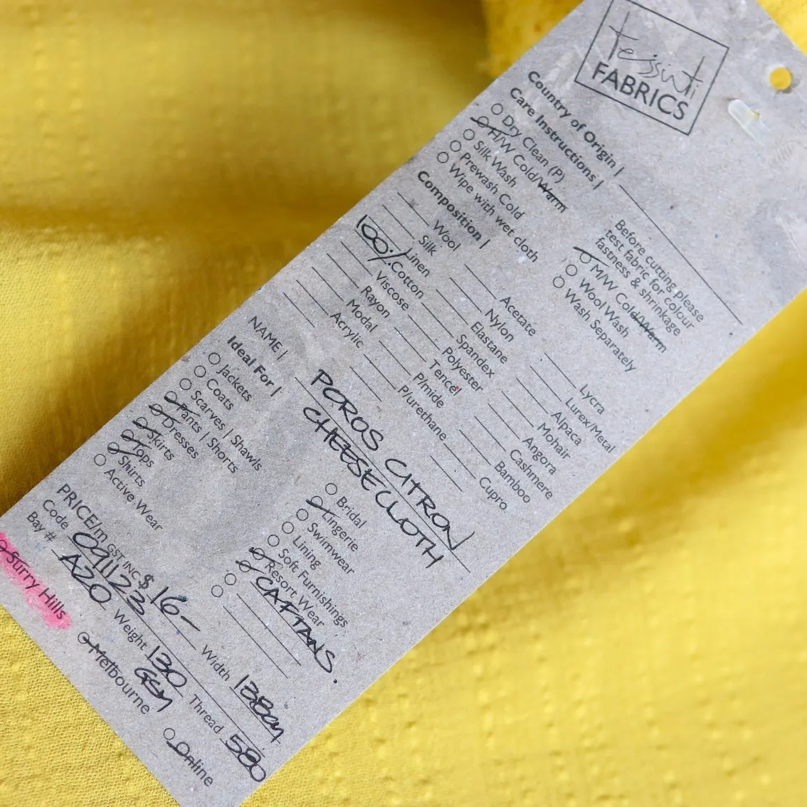 Poros Citrus Cheesecloth
