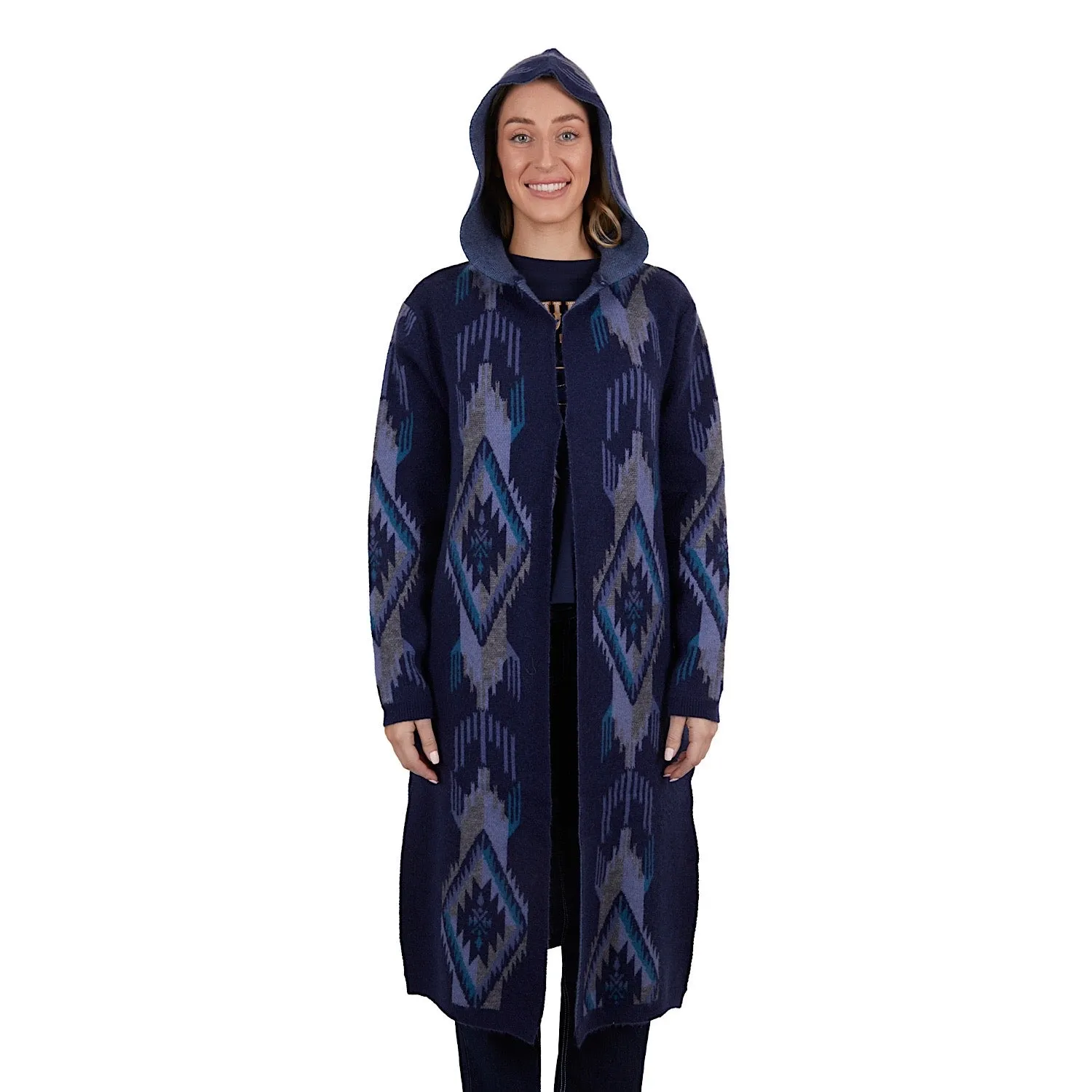 Pure Western Women's Lana Hooded Knitted Cardigan Navy