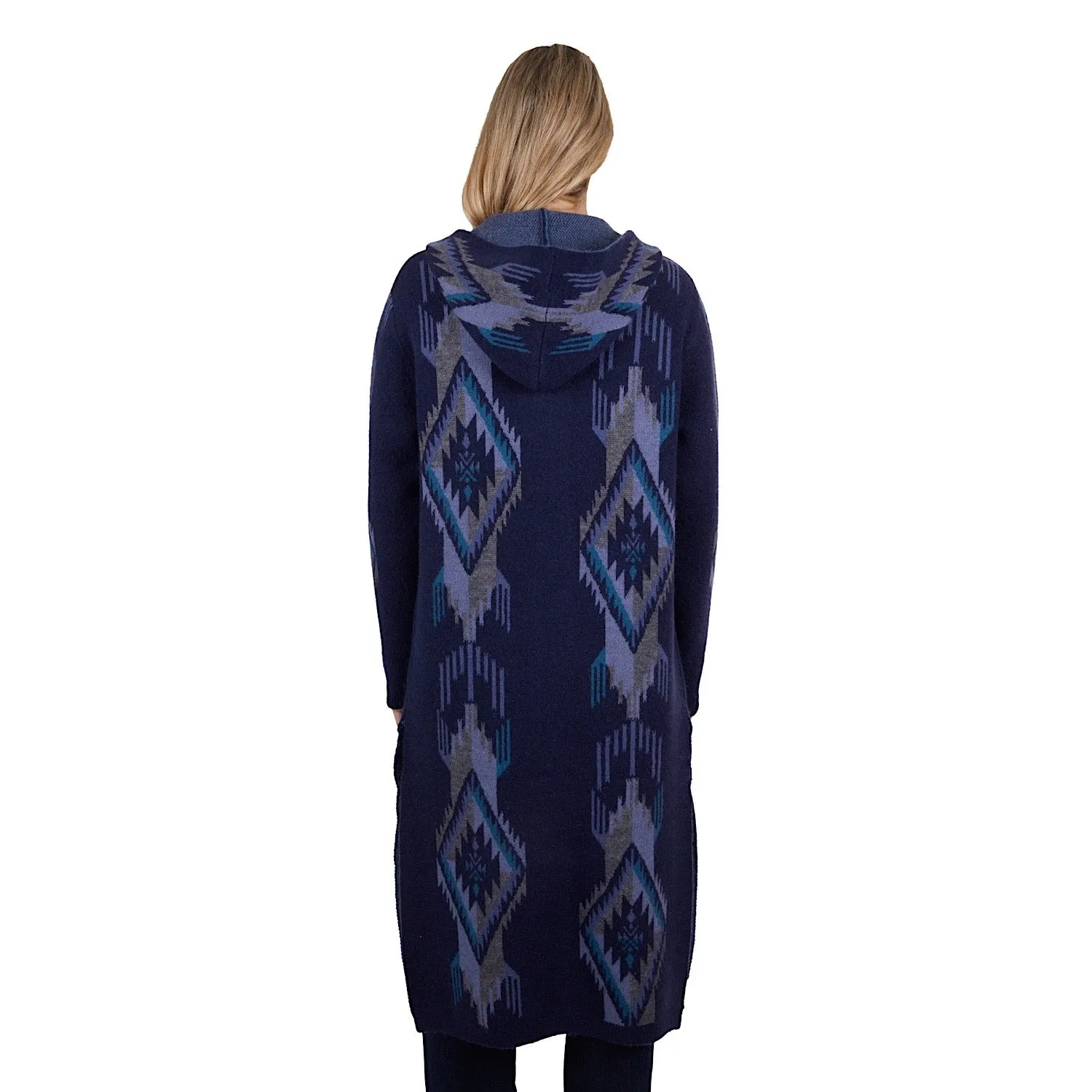 Pure Western Women's Lana Hooded Knitted Cardigan Navy