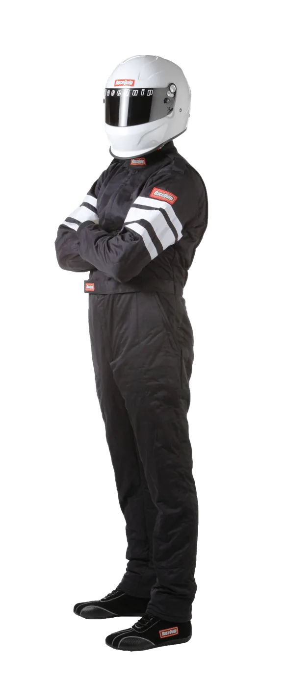 RaceQuip One Piece Multi Layer Fire Suit - Black - Large - 120005