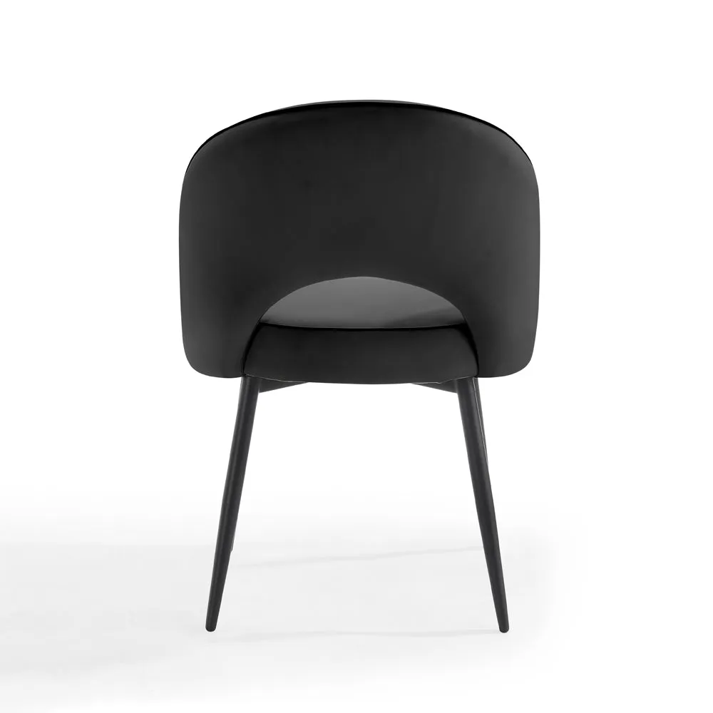 Rocco Concrete Effect Dining Table & 6 Tiago Chairs, Black Velvet