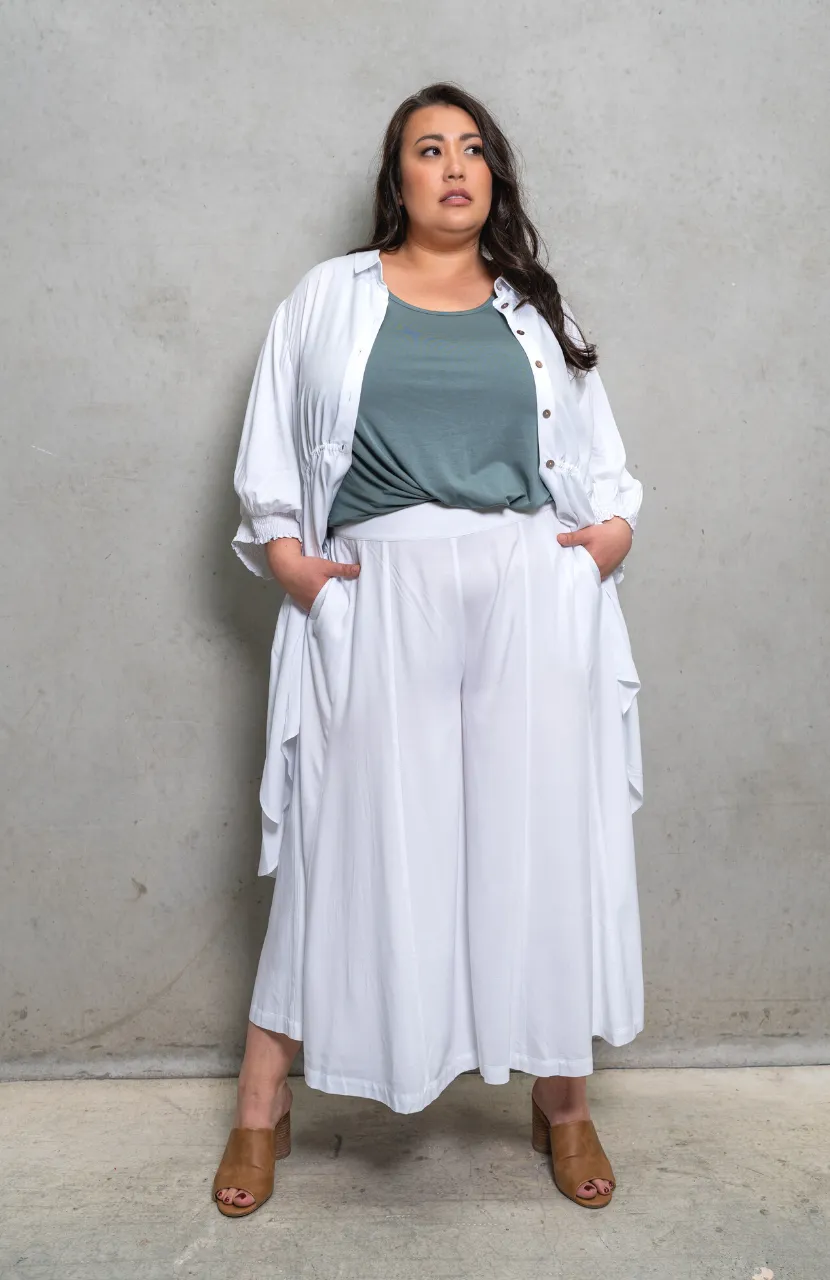 'SASS' Drawstring Top - White