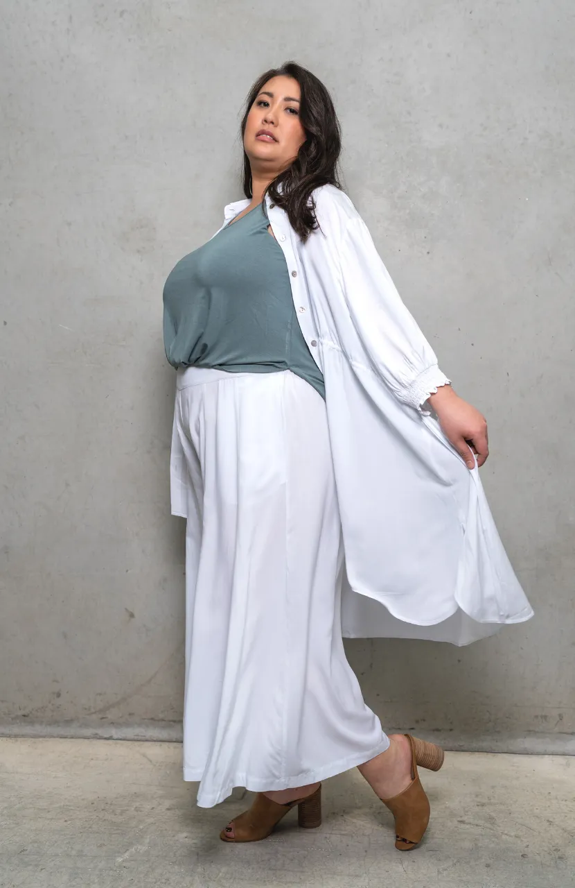'SASS' Drawstring Top - White
