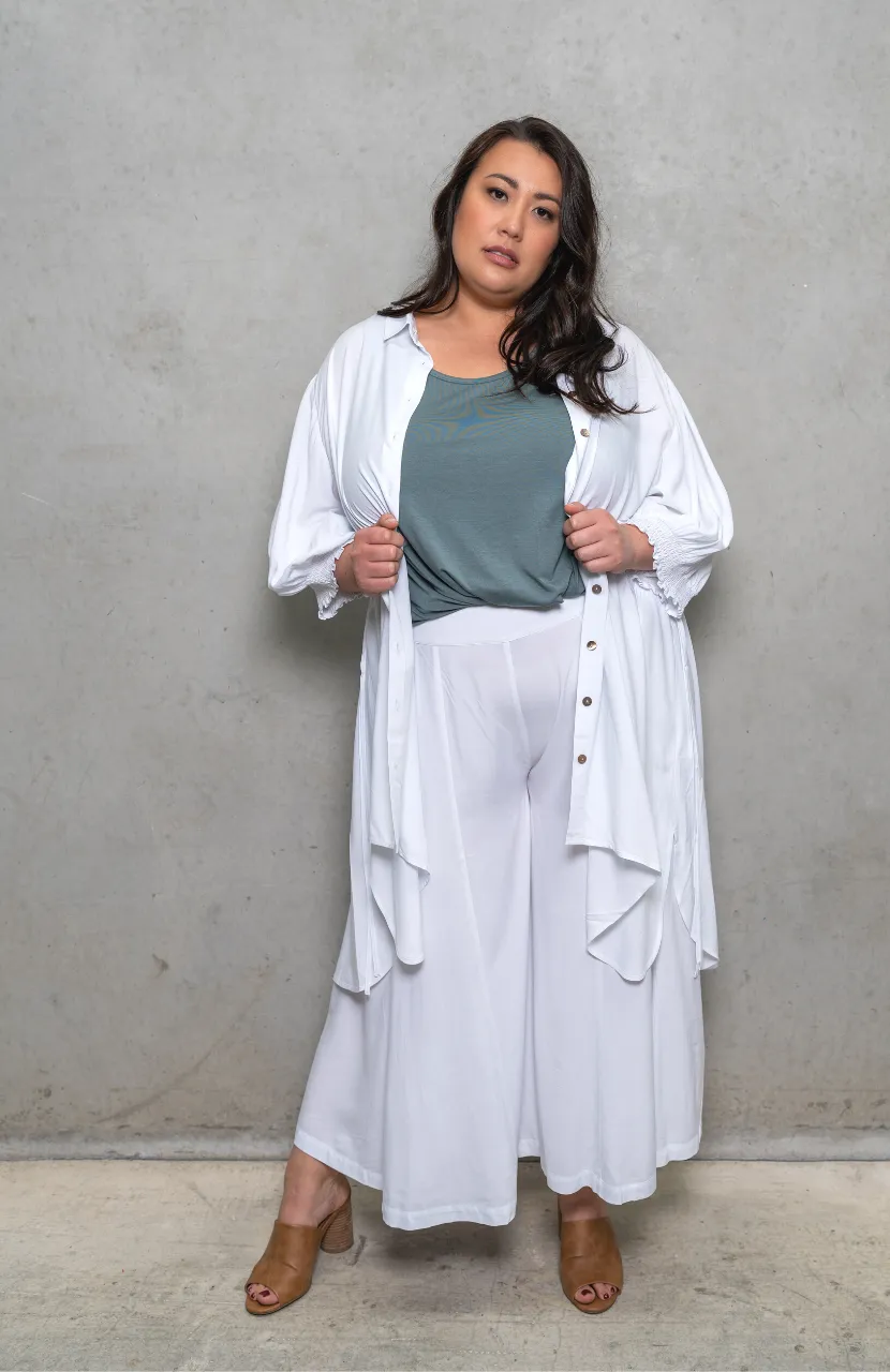 'SASS' Drawstring Top - White