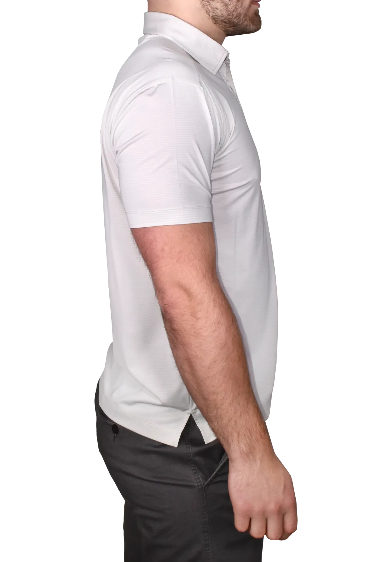 Shadow Stripe Performance Polo, Taupe