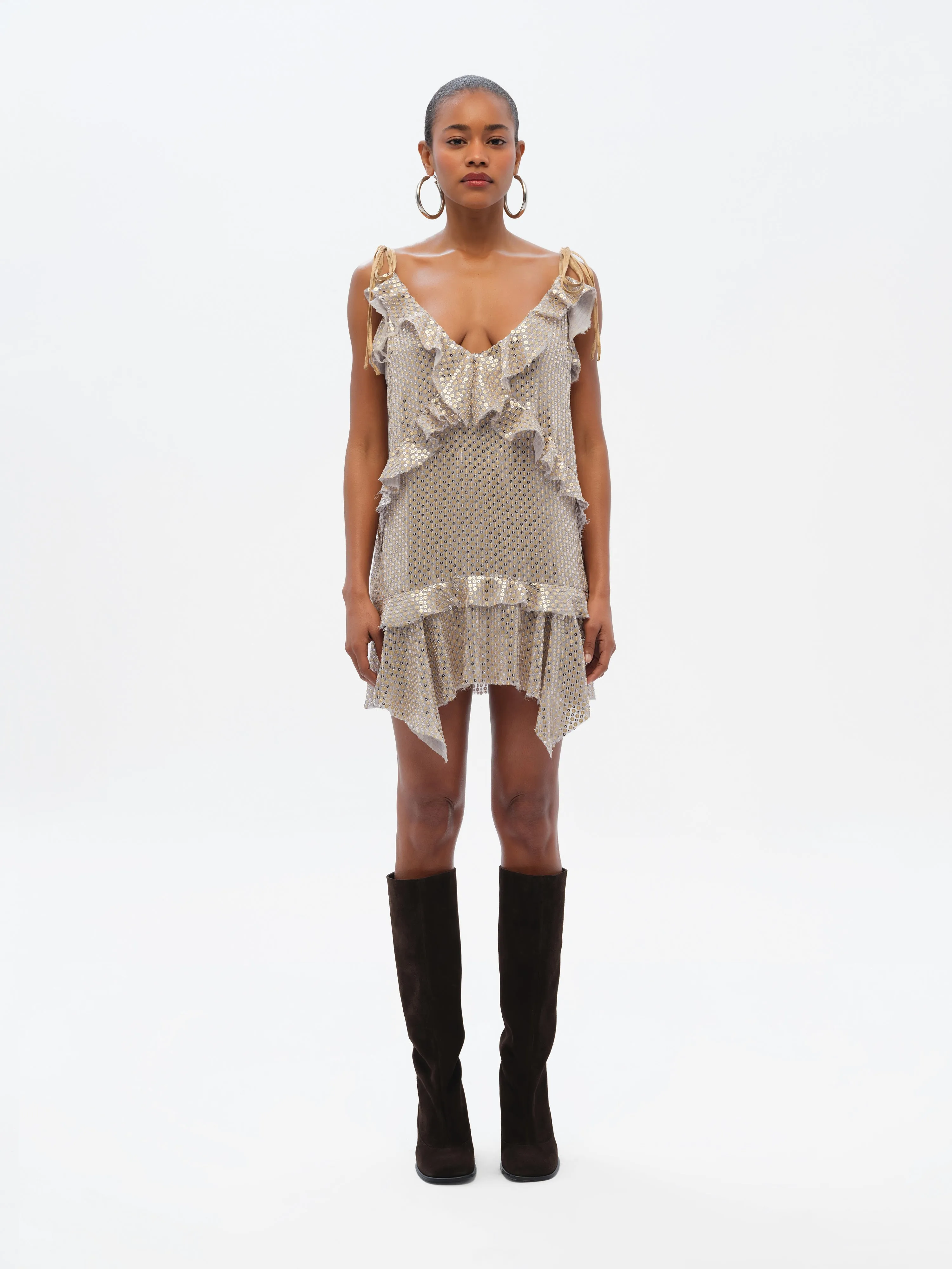 SILVE - Ruffle and sequined mini dress