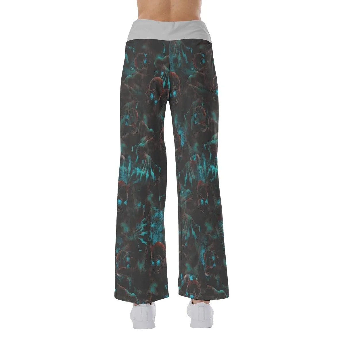 Skull Cyan Eye Pajama Pants Print Palazzo Lounge