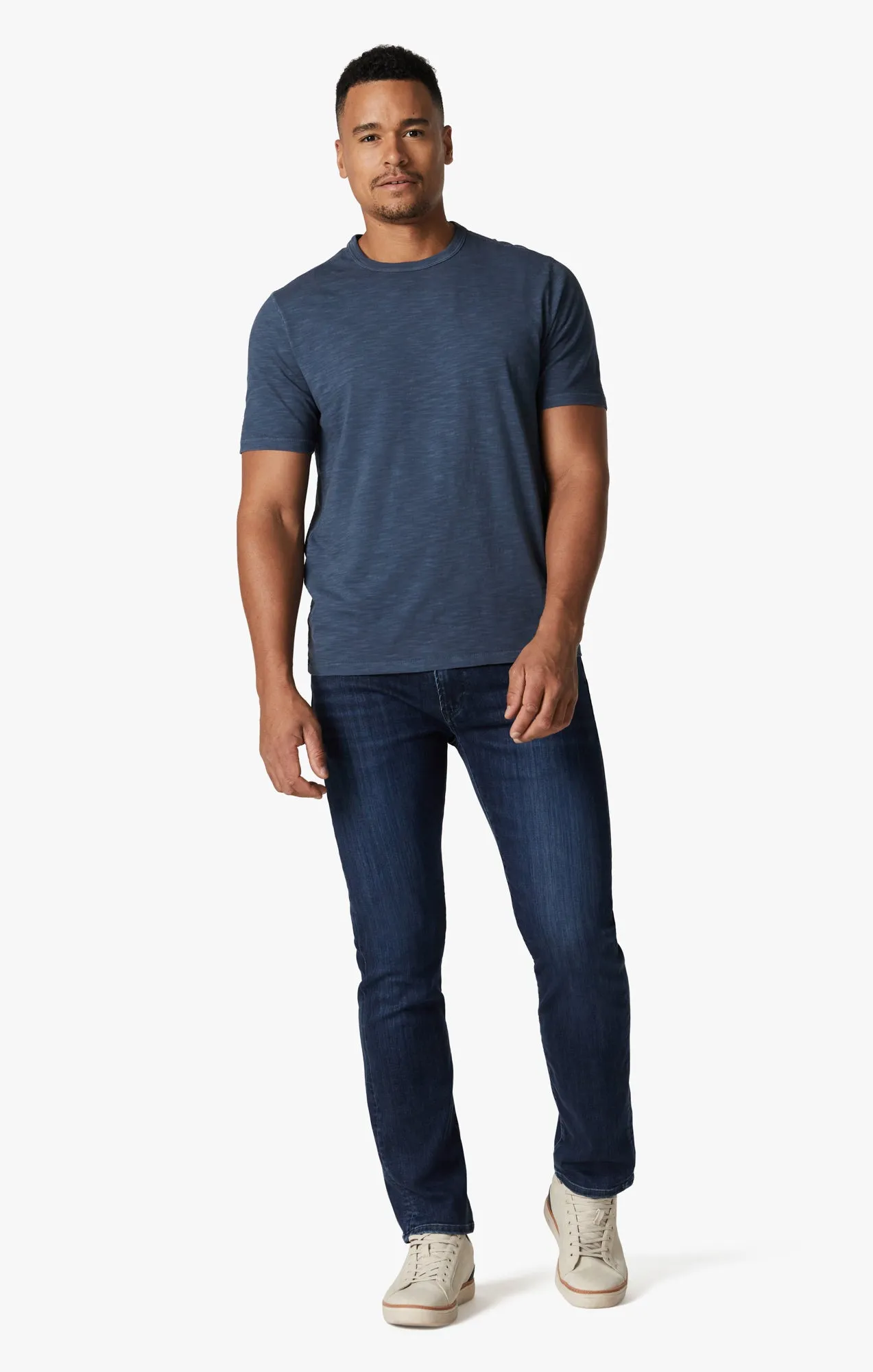 Slub Crew Neck T-Shirt In Dark Denim
