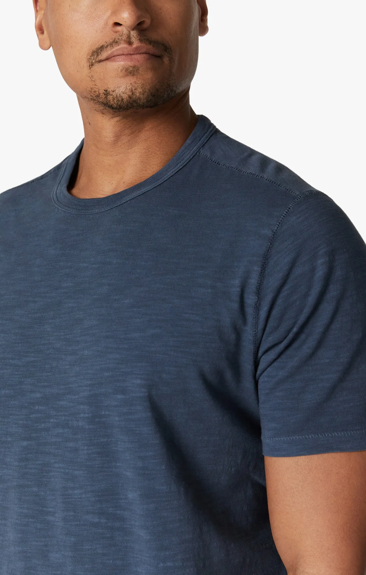 Slub Crew Neck T-Shirt In Dark Denim