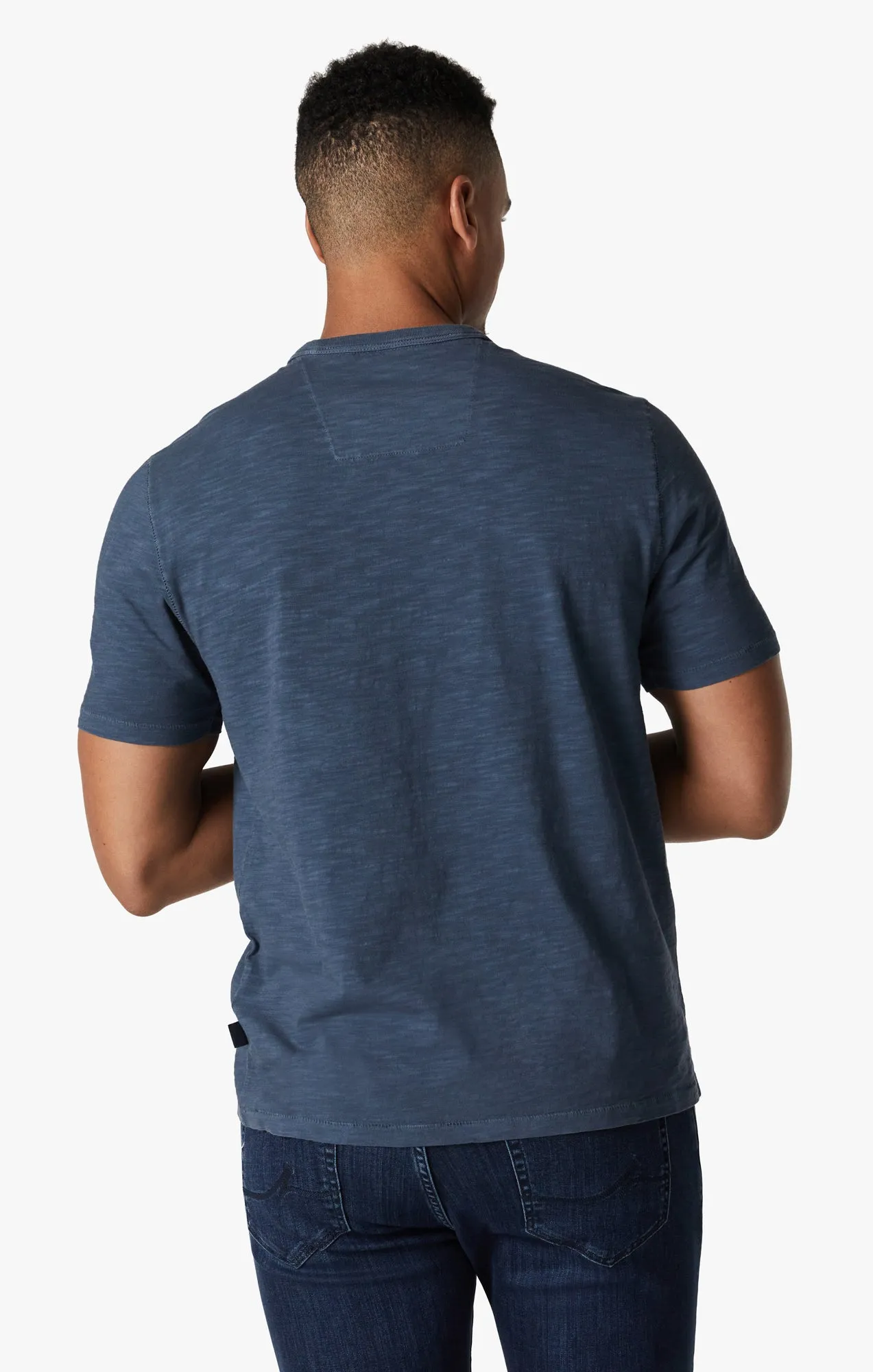 Slub Crew Neck T-Shirt In Dark Denim
