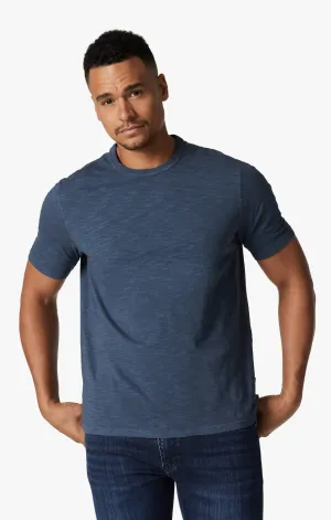Slub Crew Neck T-Shirt In Dark Denim