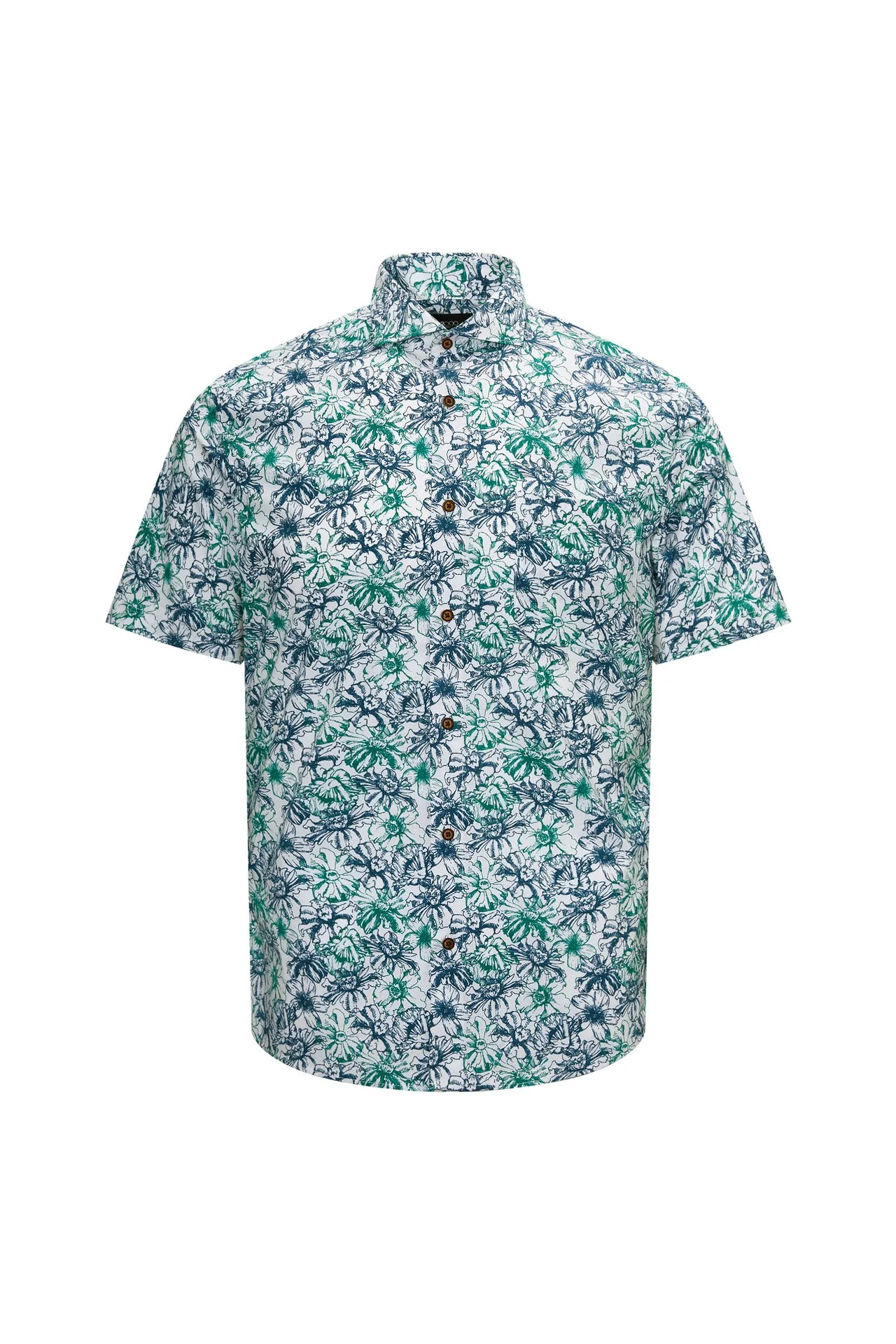 Soft Touch Stretch Colour Floral All Over Print Casual Shirt in Smart Fit