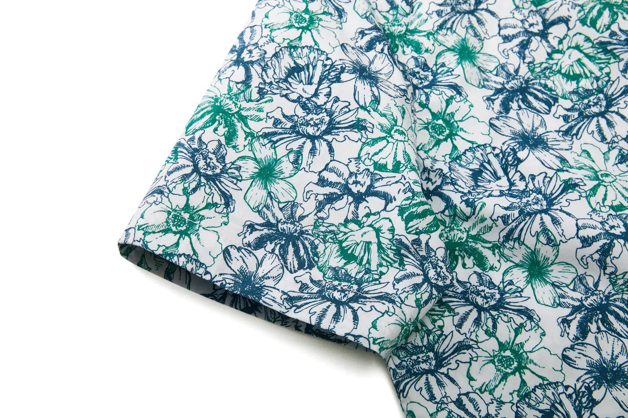 Soft Touch Stretch Colour Floral All Over Print Casual Shirt in Smart Fit