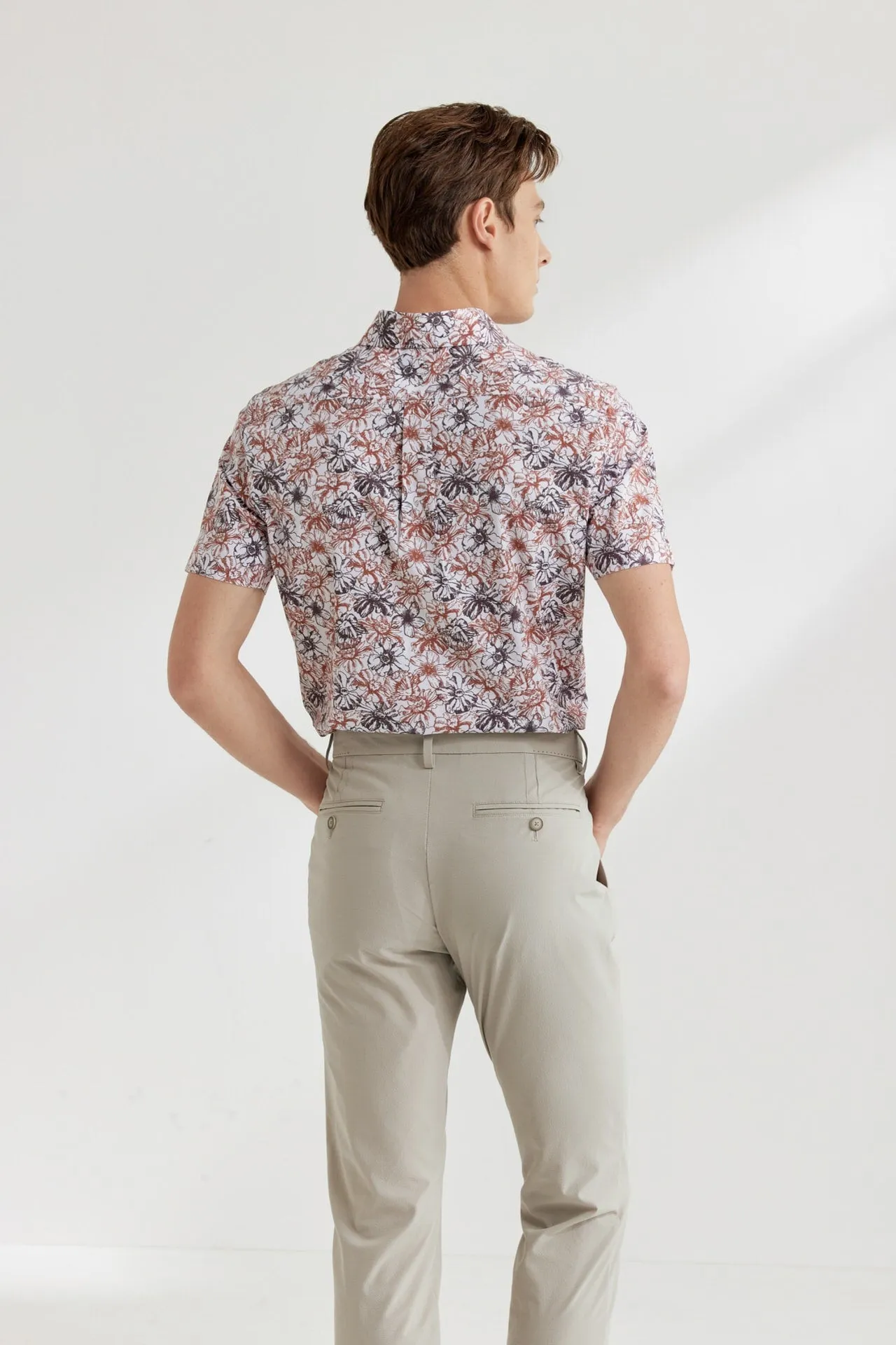 Soft Touch Stretch Colour Floral All Over Print Casual Shirt in Smart Fit