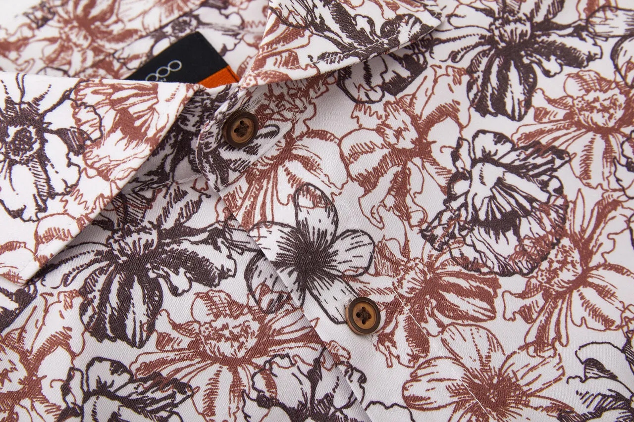 Soft Touch Stretch Colour Floral All Over Print Casual Shirt in Smart Fit