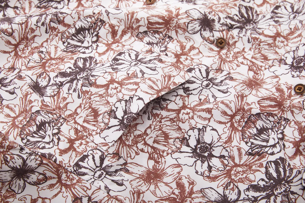 Soft Touch Stretch Colour Floral All Over Print Casual Shirt in Smart Fit