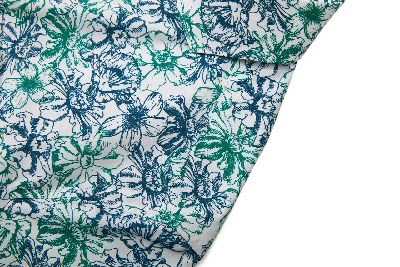Soft Touch Stretch Colour Floral All Over Print Casual Shirt in Smart Fit