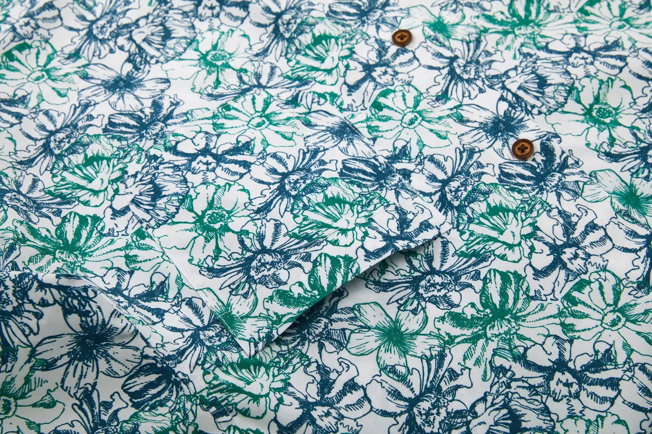Soft Touch Stretch Colour Floral All Over Print Casual Shirt in Smart Fit