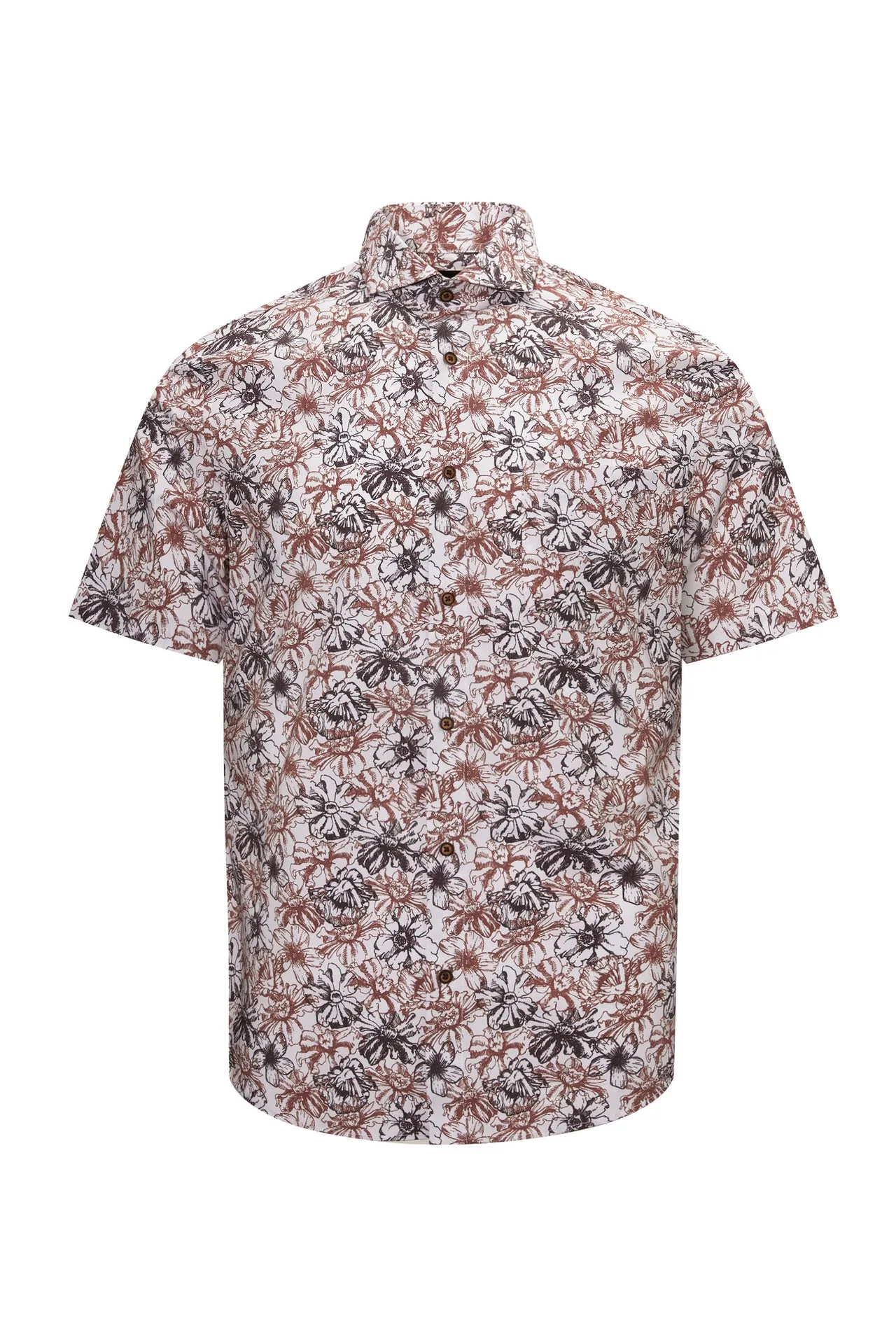 Soft Touch Stretch Colour Floral All Over Print Casual Shirt in Smart Fit