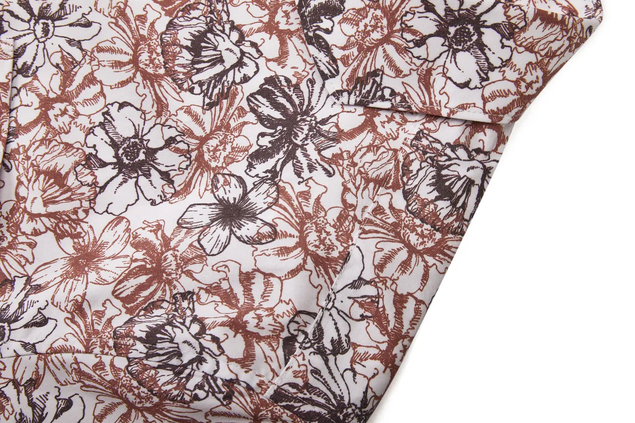 Soft Touch Stretch Colour Floral All Over Print Casual Shirt in Smart Fit