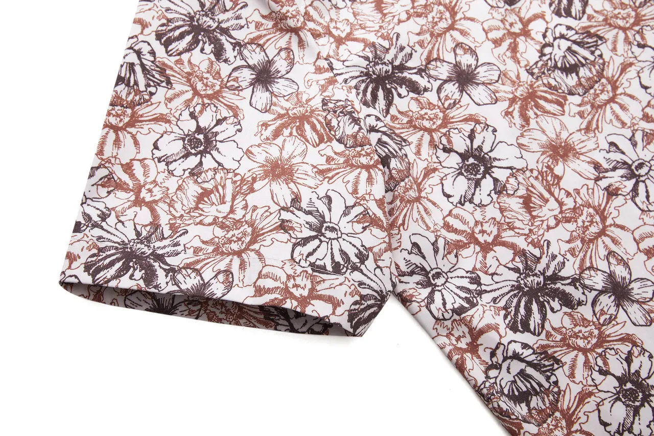 Soft Touch Stretch Colour Floral All Over Print Casual Shirt in Smart Fit
