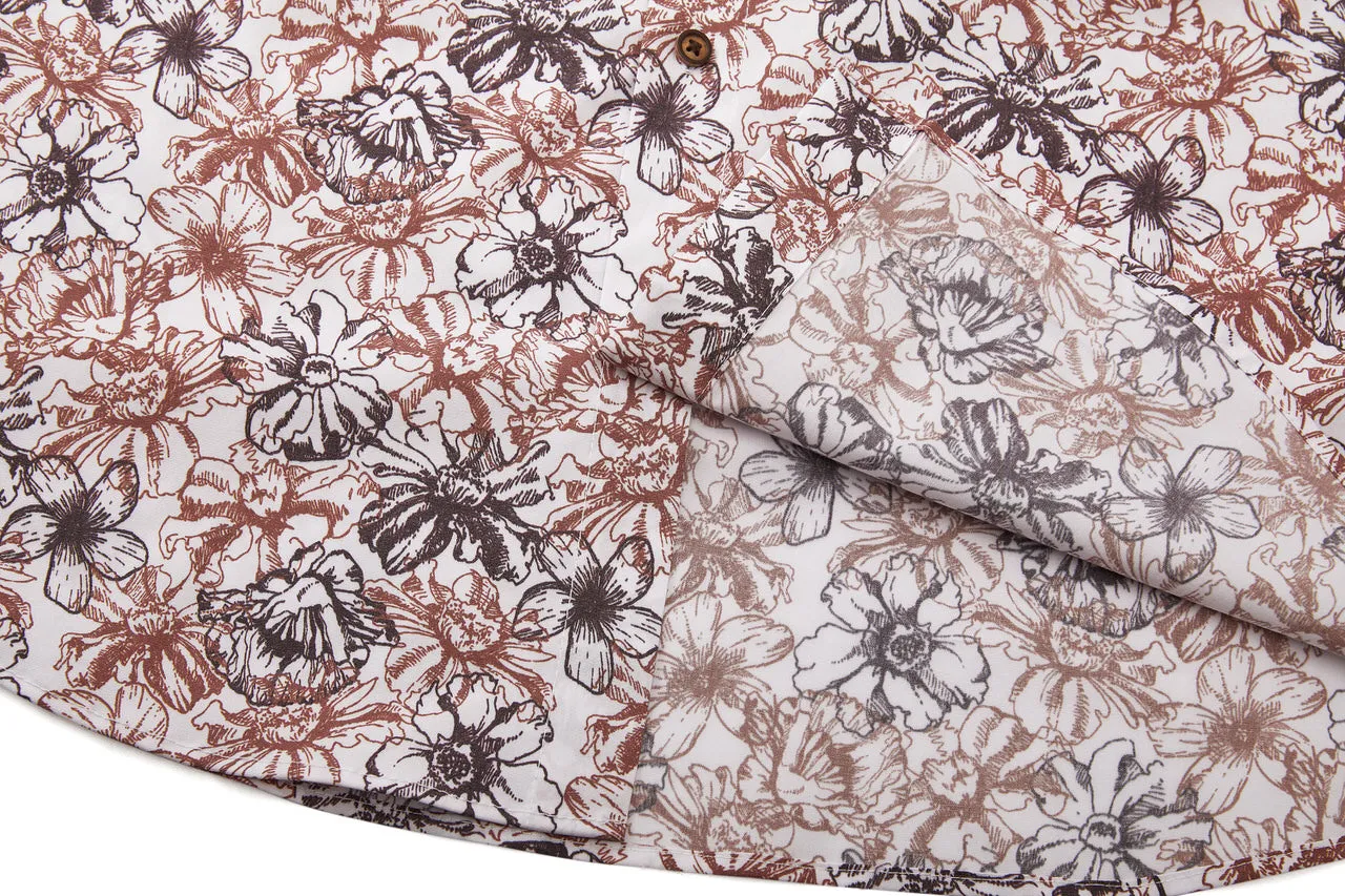Soft Touch Stretch Colour Floral All Over Print Casual Shirt in Smart Fit