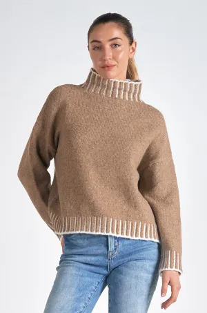 STITCHING MOCKNECK SWEATER