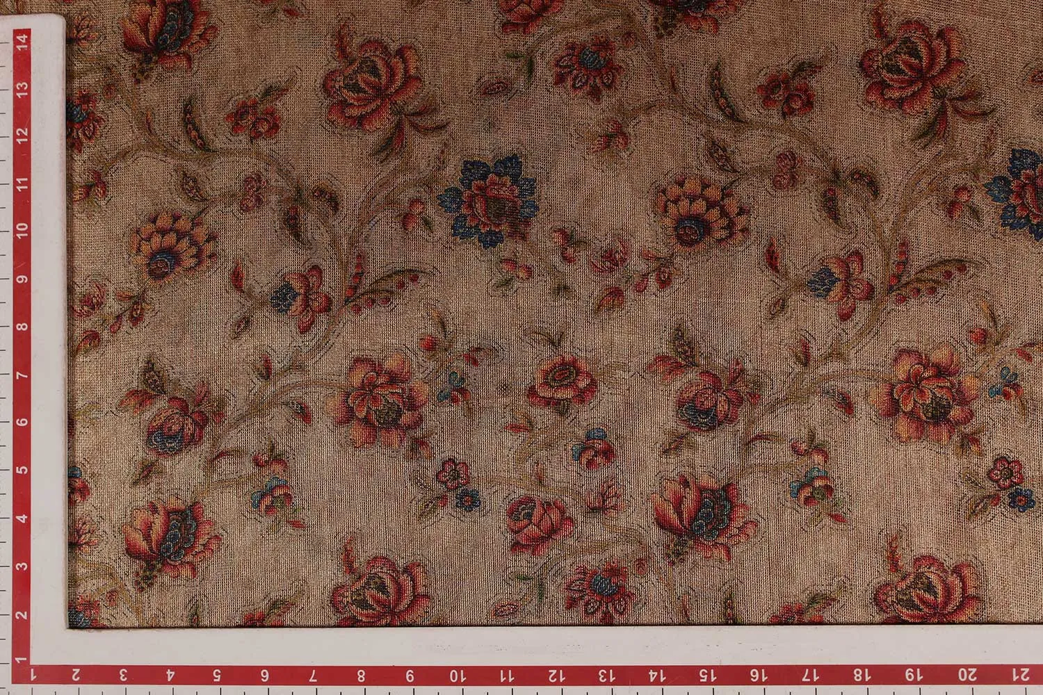 Tan Traditional Printed Matty Fabric