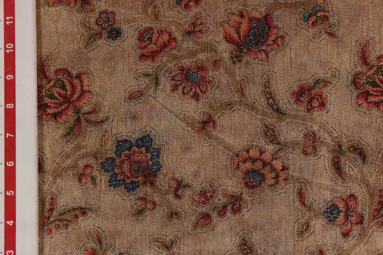 Tan Traditional Printed Matty Fabric