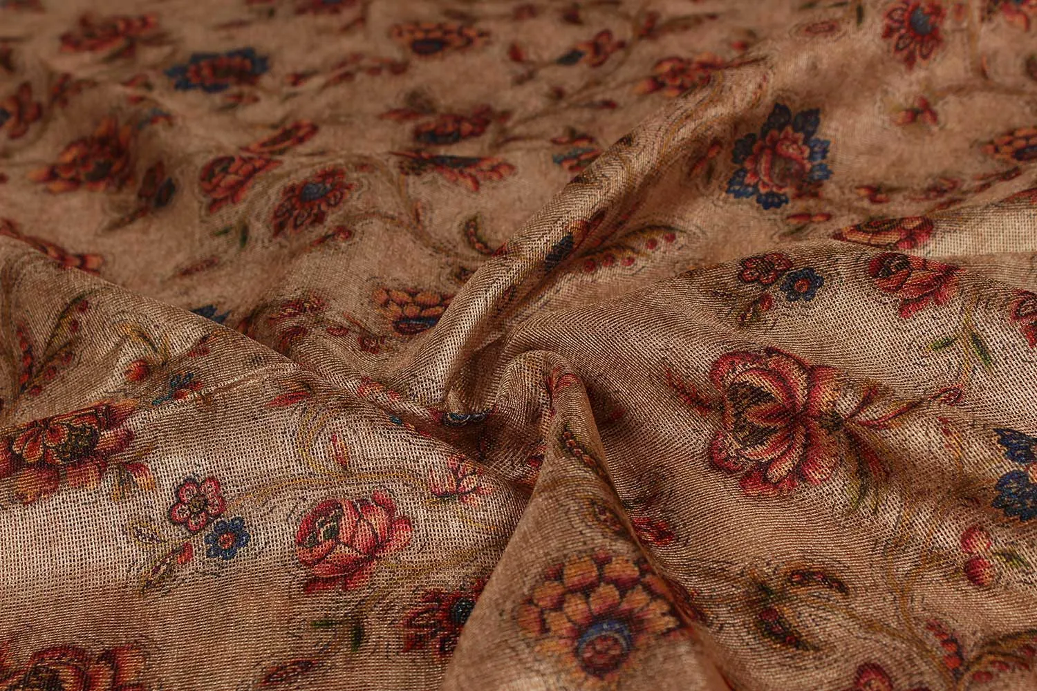 Tan Traditional Printed Matty Fabric