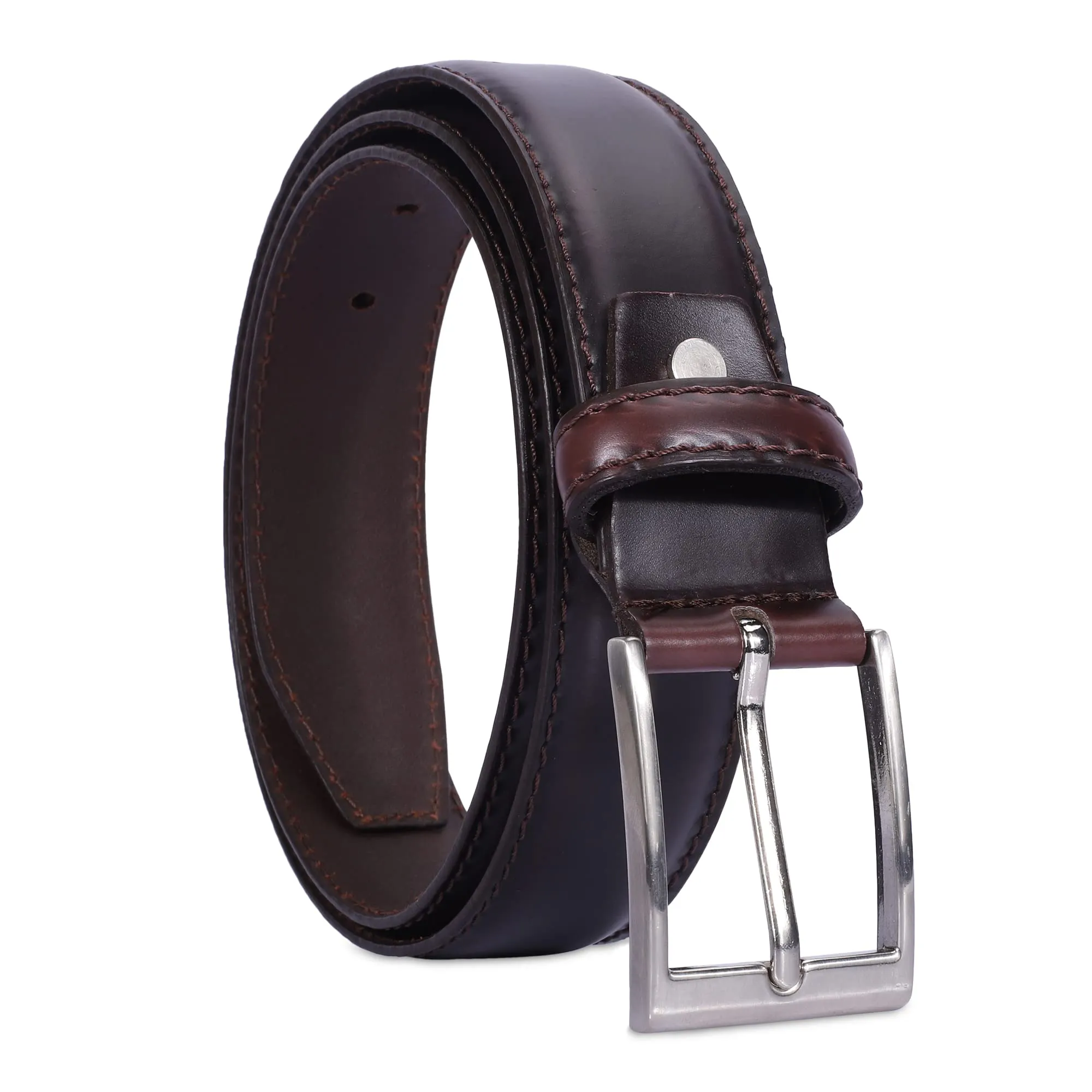THE CLOWNFISH Men's Genuine Leather Belt - Dark Brown (Size-36 inches)