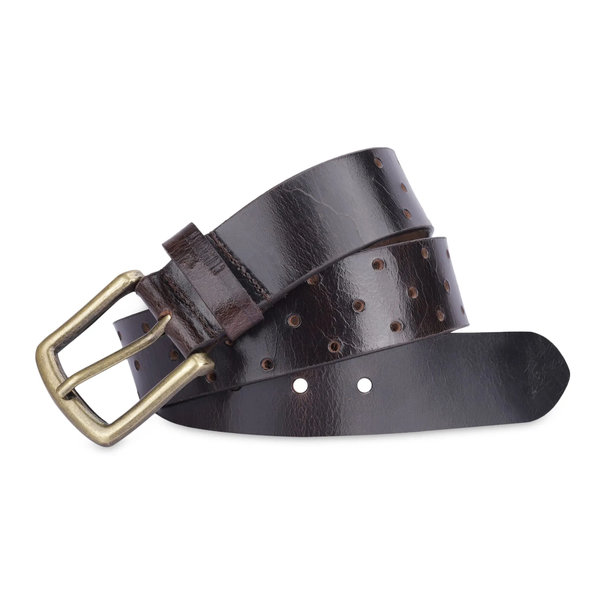 THE CLOWNFISH Men's Genuine Leather Belt with Textured Design- Burgundy (Size-40 inches)