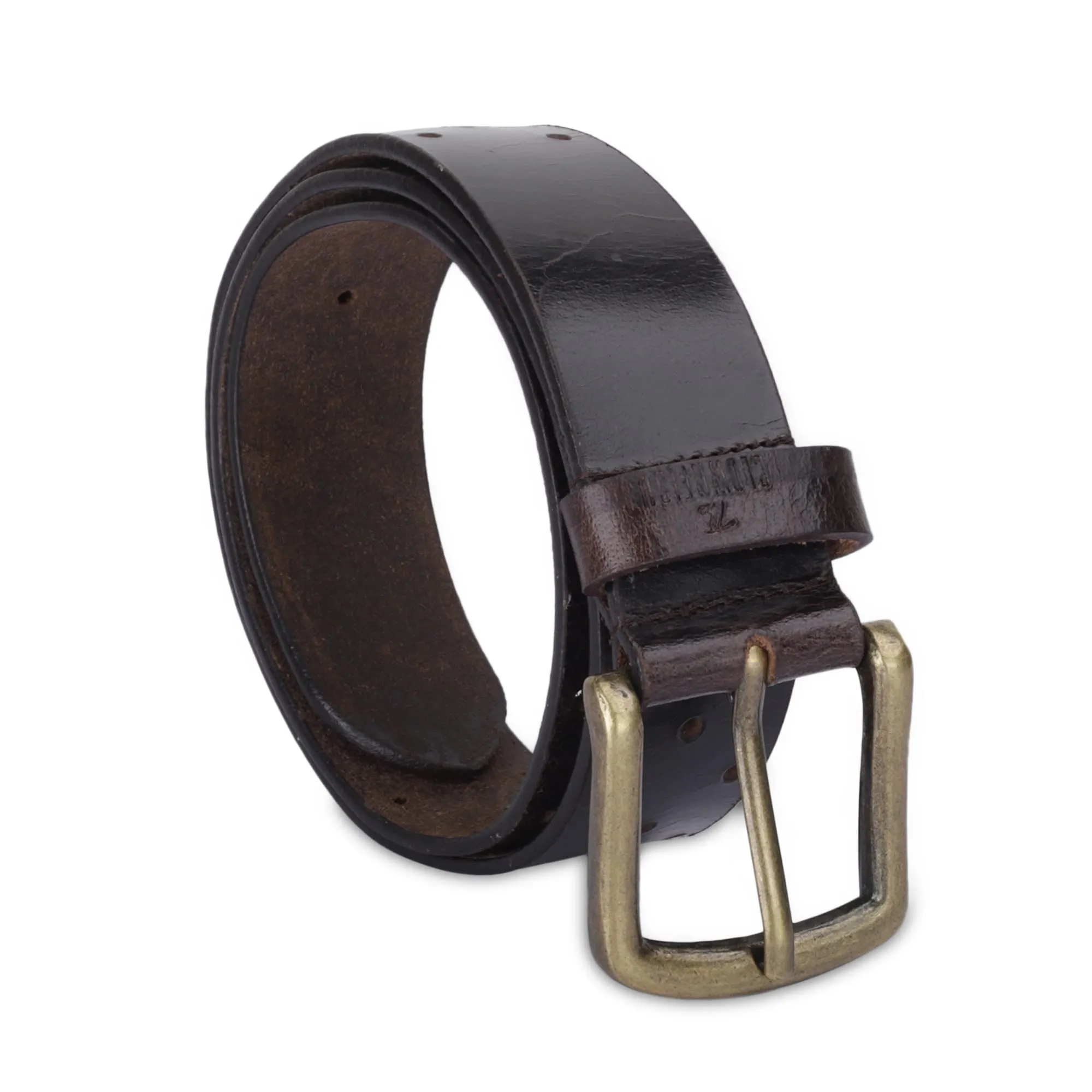 THE CLOWNFISH Men's Genuine Leather Belt with Textured Design- Burgundy (Size-40 inches)