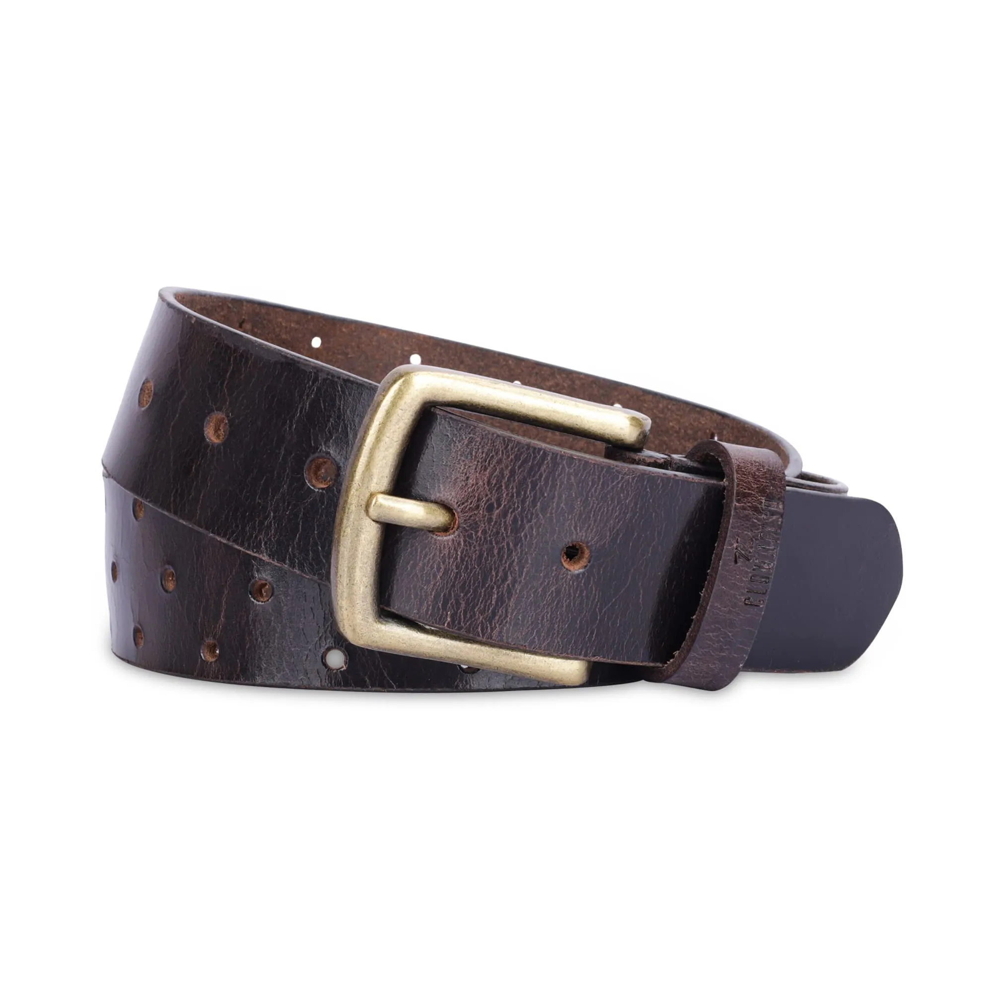 THE CLOWNFISH Men's Genuine Leather Belt with Textured Design- Burgundy (Size-40 inches)