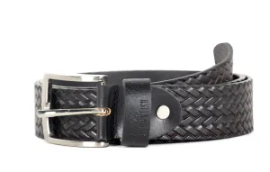 THE CLOWNFISH Men's Genuine Leather Belt with Textured/Embossed Design-Soot Black (Size-40 inches)