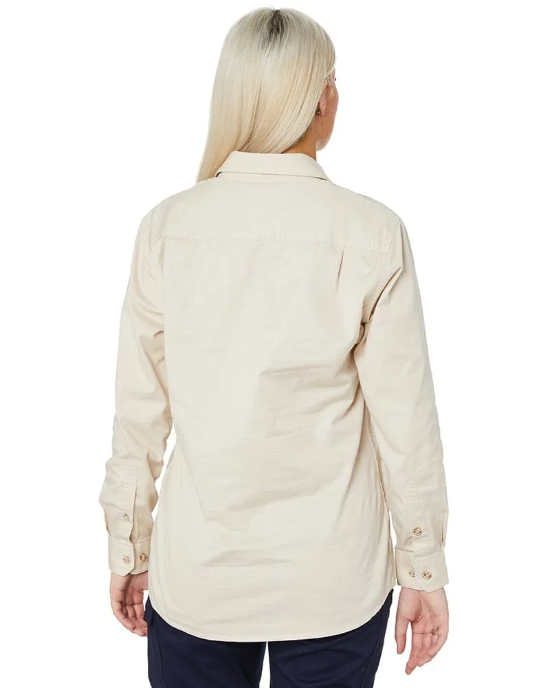 Tradies Womens Closed Front LS Shirt Twin Value Pack - Stone