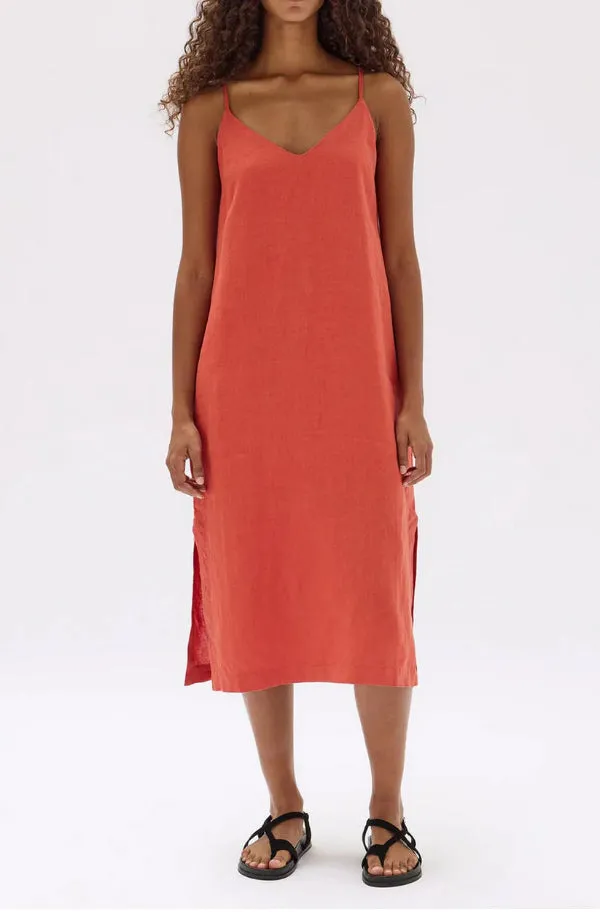 Vallory Linen Slip Dress Papya
